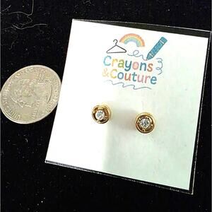 Vintage Goldtone Rhinestone Studs Pierced ears Minimalist Gorpcore Daily Casual